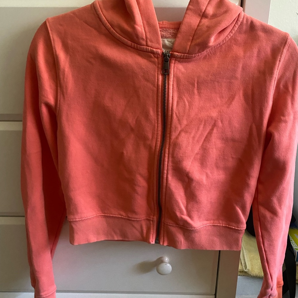Cropped Coral Hoodie Jacket
